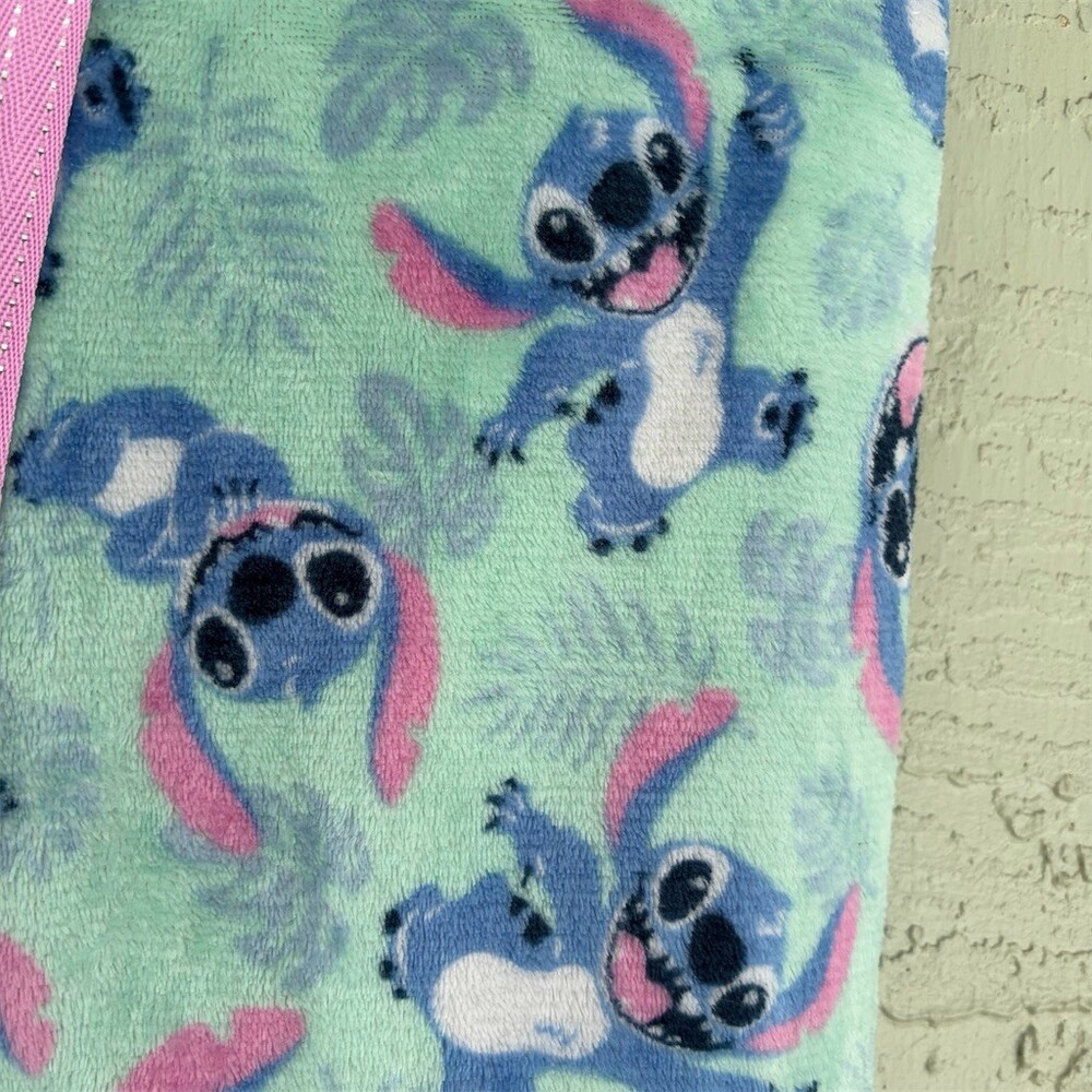 Disney Lilo & Stitch Pajama Pants Womens XL Mint Green Stitch Print Plush - Picture 6 of 10